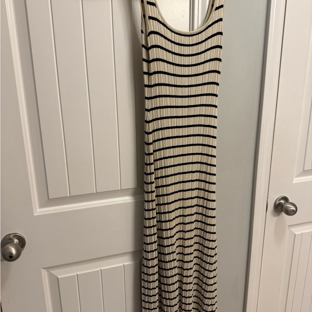 Altar'd State Black and Cream Striped Maxi Dress